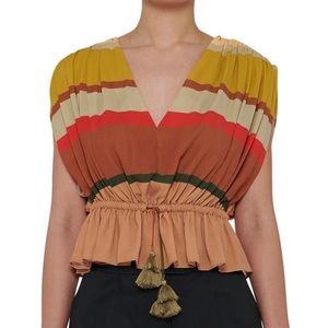 Toccin NY striped peplum top size small